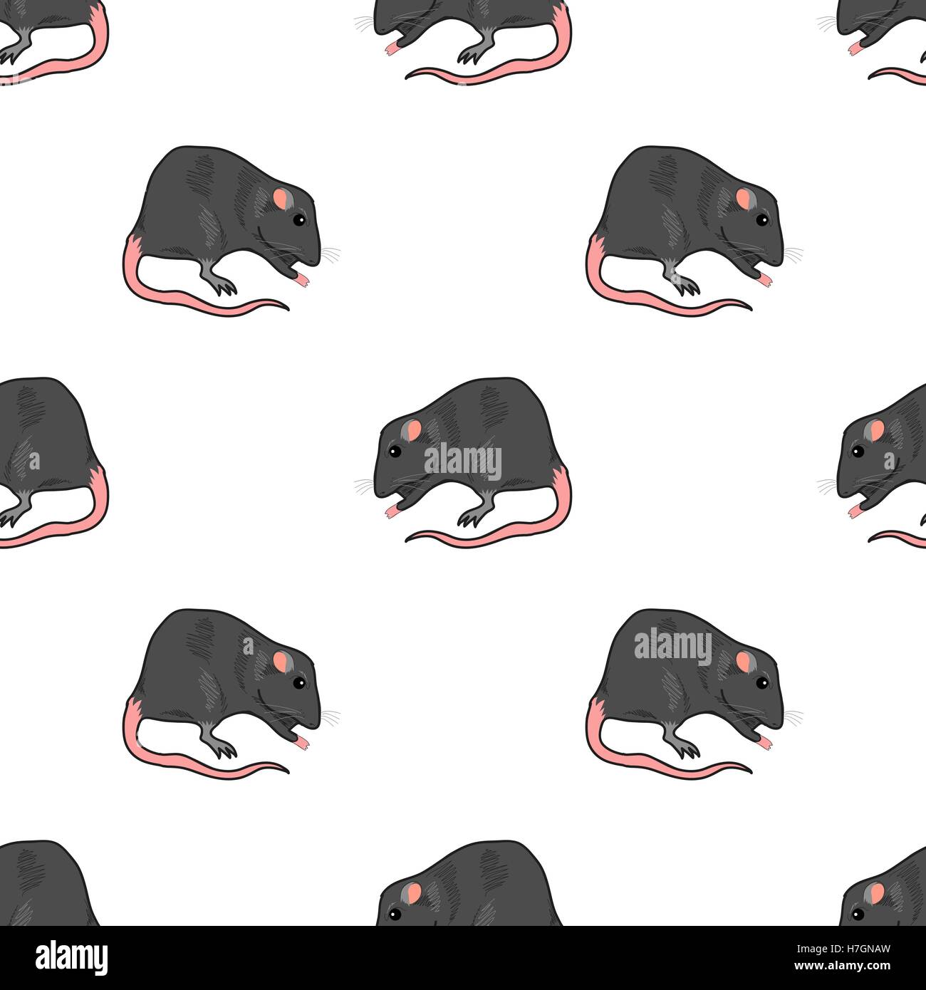 Domestic Rats Seamless Pattern Stock Vector