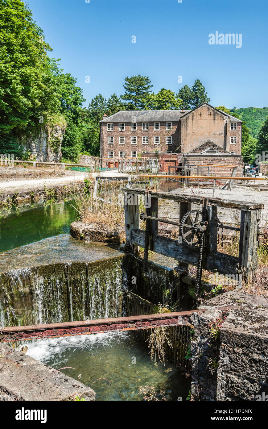 Cromford Mill water-powered cotton spinning mill in Cromford, Derbyshire, England Stock Photo