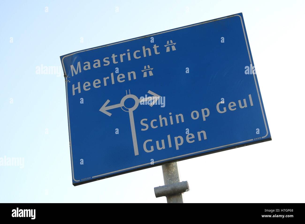 Traffic tourist information directions sign on Palankastraat  in the market city of Valkenburg South Holland Limburg Netherlands NL 2016 Stock Photo