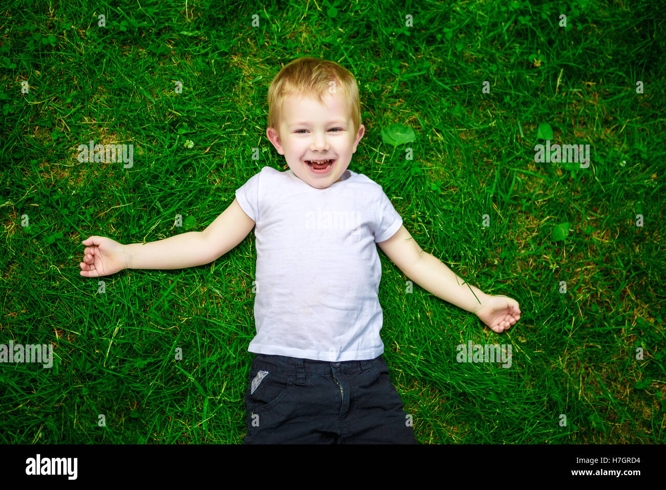 Portrait of a happy little boy in the park Stock Photo - Alamy