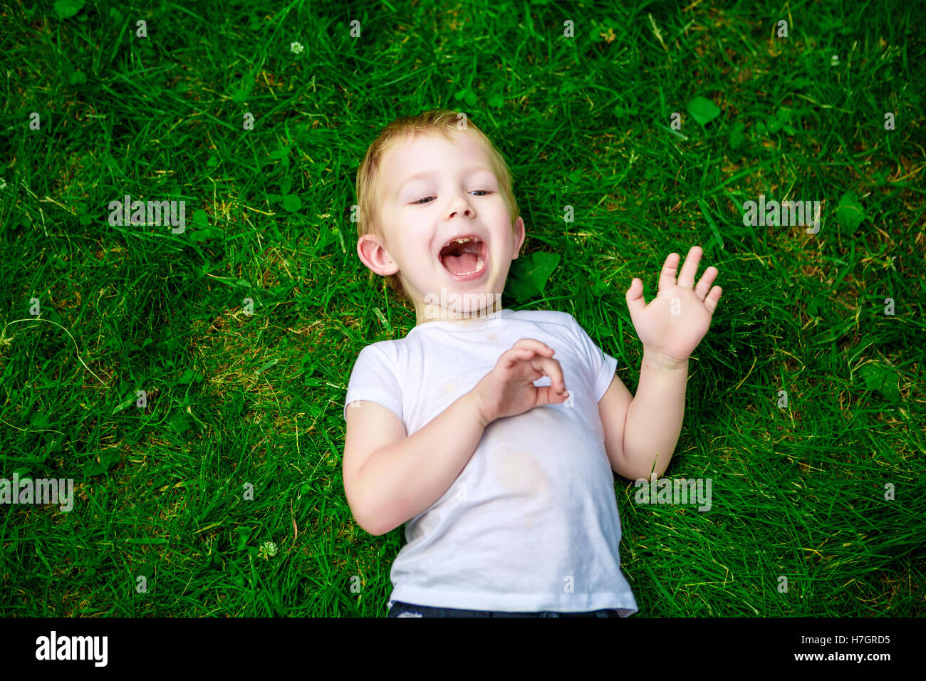 Portrait of a happy little boy in the park Stock Photo - Alamy
