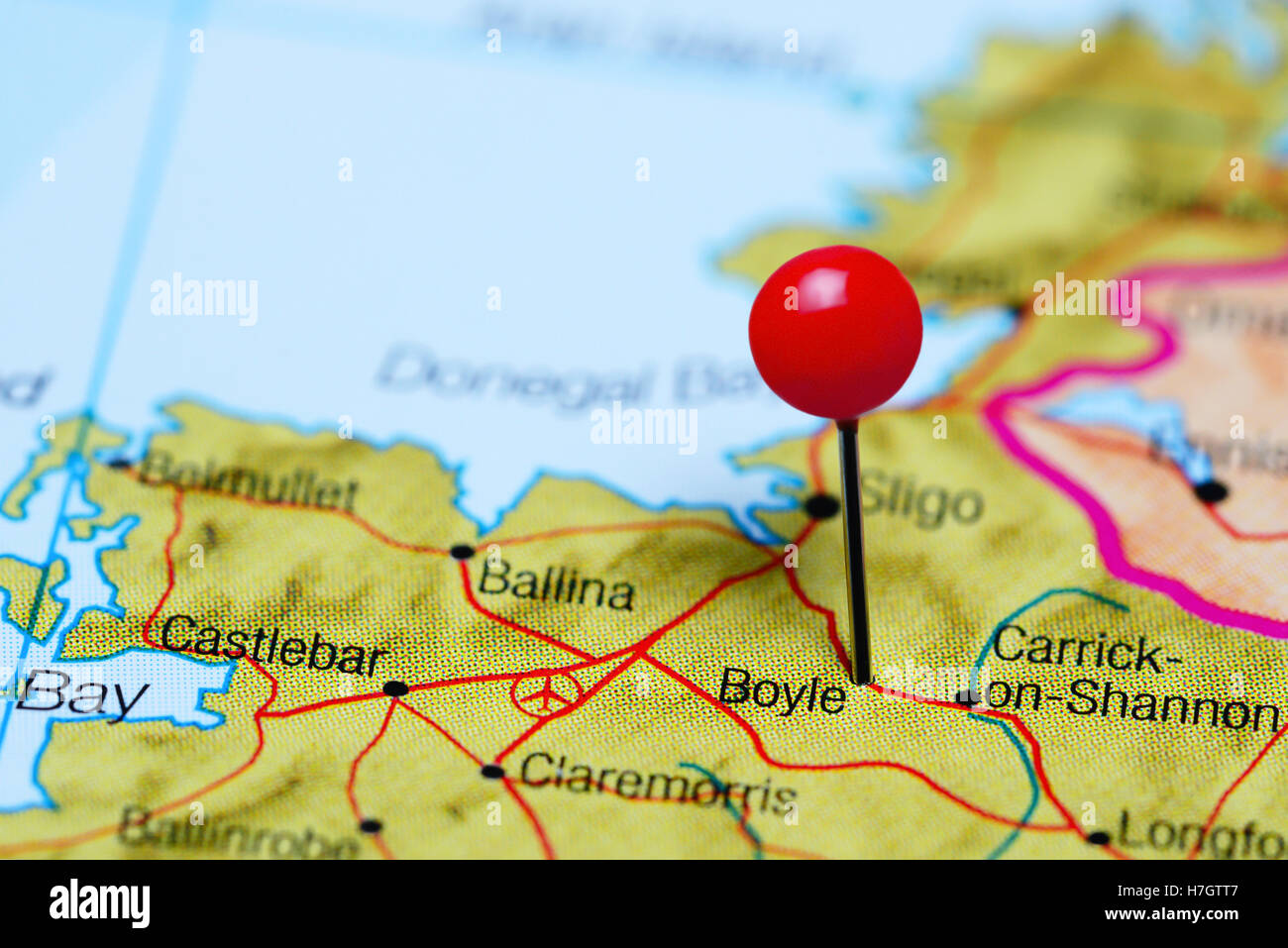 Boyle pinned on a map of Ireland Stock Photo Alamy