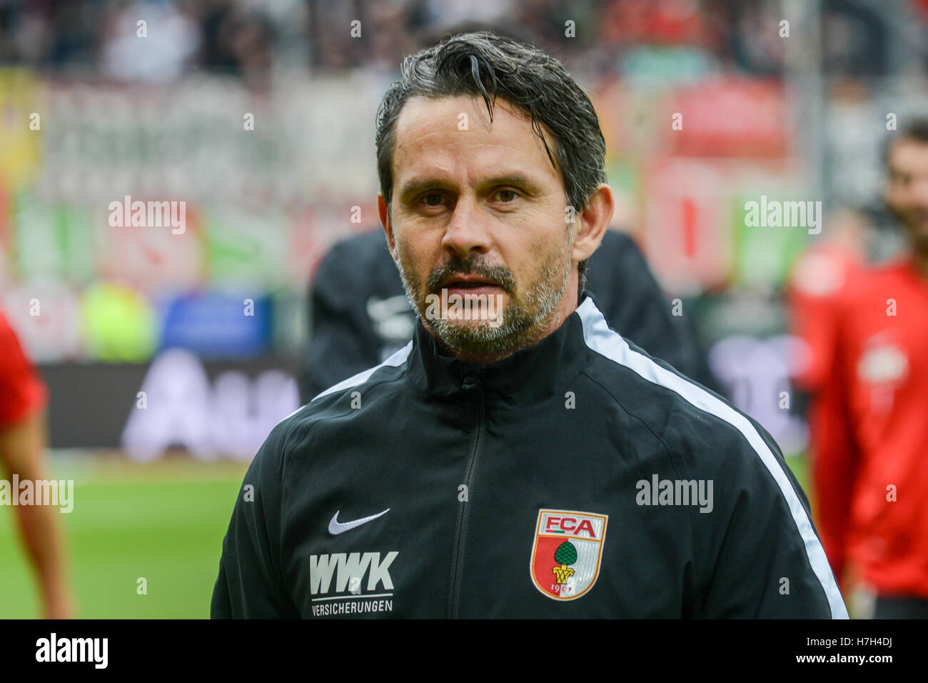 Ingolstadt, Germany. 5th Nov, 2016. Coach Dirk Schuster of Augsburg stands in the stadium before the soccer match between FC Ingolstadt o4 and FC Augsburg on the tenth match day of the Bundesliga at Audi Sportpark in Ingolstadt, Germany, 5 November 2016. PHOTO: ARMIN WEIGEL/dpa (ATTENTION: Due to the accreditation guidelines, the DFL only permits the publication and utilisation of up to 15 pictures per match on the internet and in online media during the match.) Credit:  dpa/Alamy Live News Stock Photo