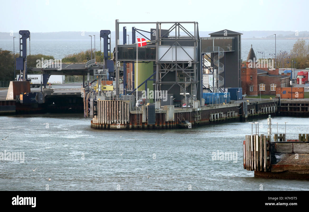 The new ferry port of Scandlines where ships from the on the Rostock