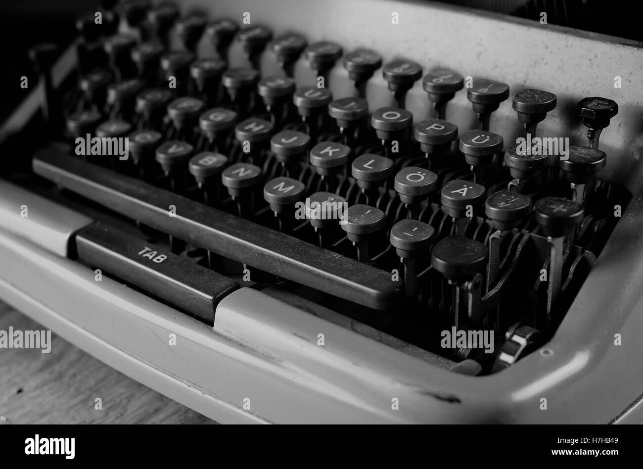 black and white retro typewriter letter Stock Photo