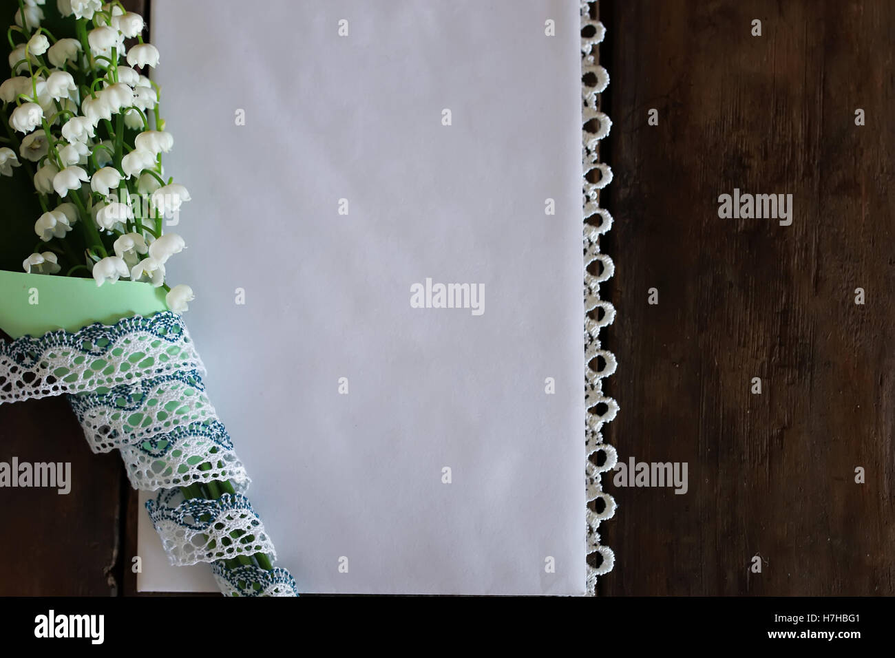 bouquet of lilies of the valley and space text Stock Photo Alamy