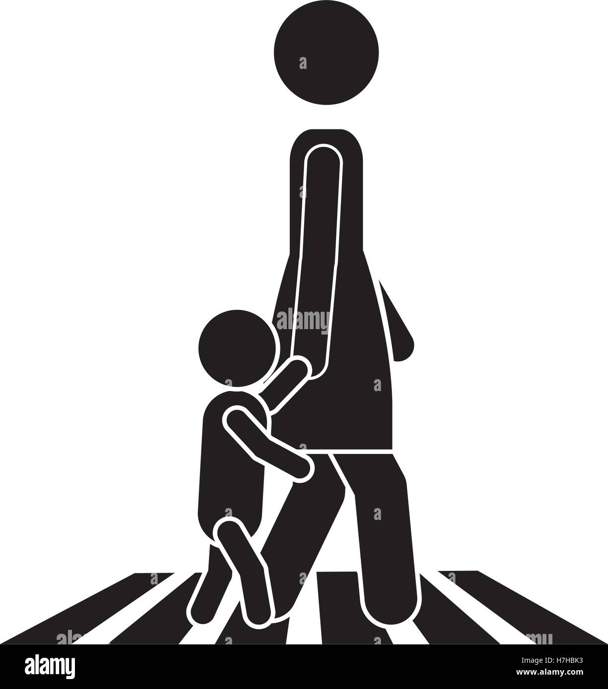person walking the street with a little kid icon over white background ...