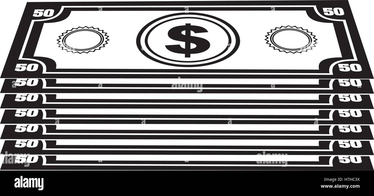 Download silhouette of stack of money bills icon over white ...