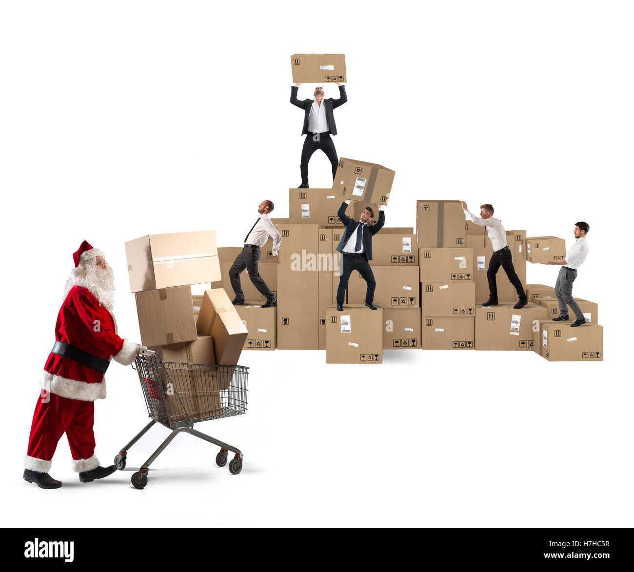 Cooperation for Christmas gifts Stock Photo