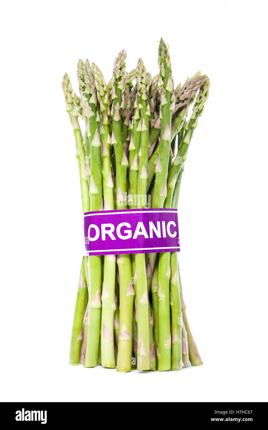 Asparagus with organic label Stock Photo