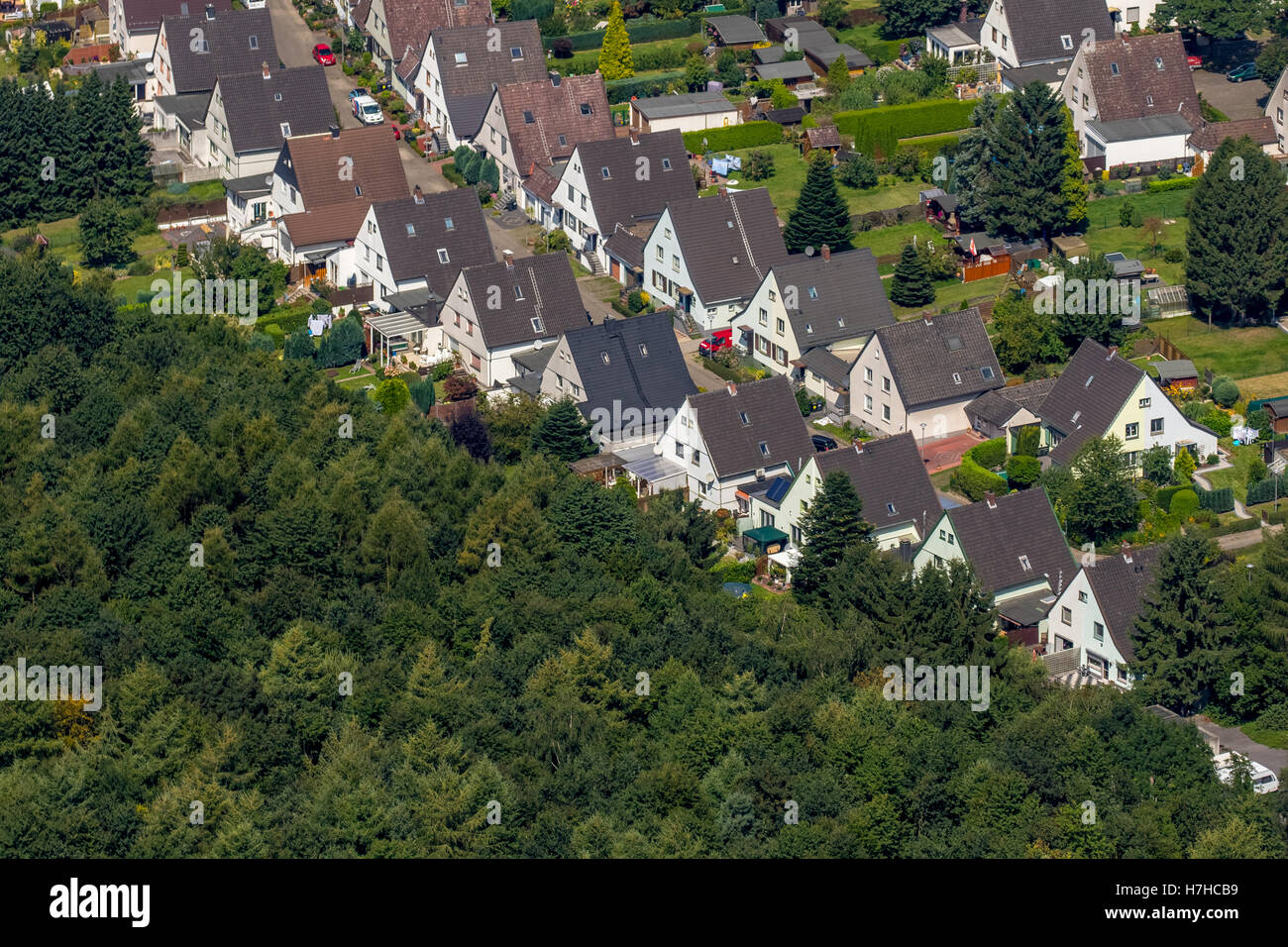 Aerial view, Bochum settlement Dahlhauser Heide Hordel, colliery houses, housing estate for the Hannover colliery, Krupp, rows Stock Photo