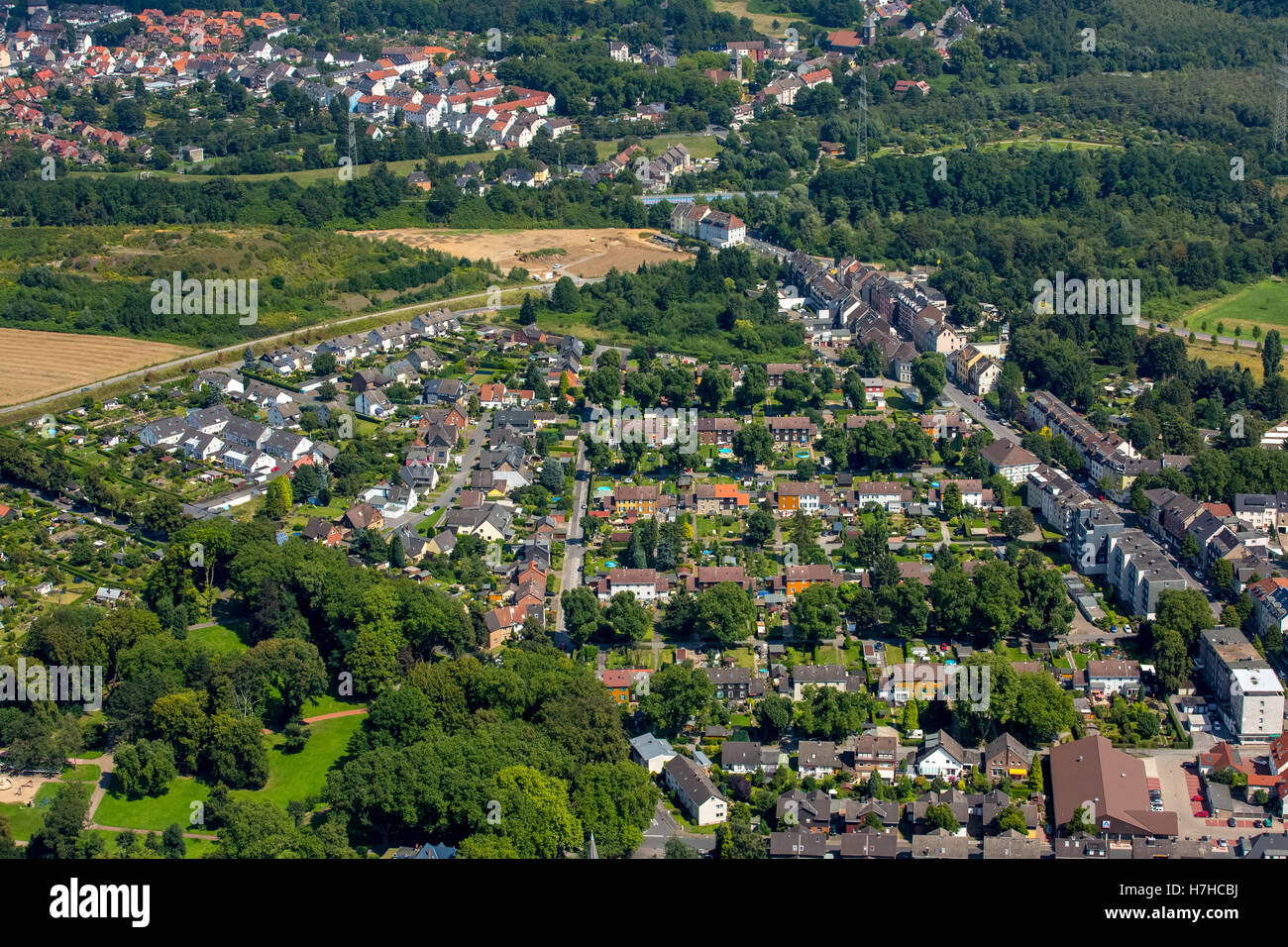 Aerial view, Bochum colony Hannover III IV Günnigfeld, miner settlement