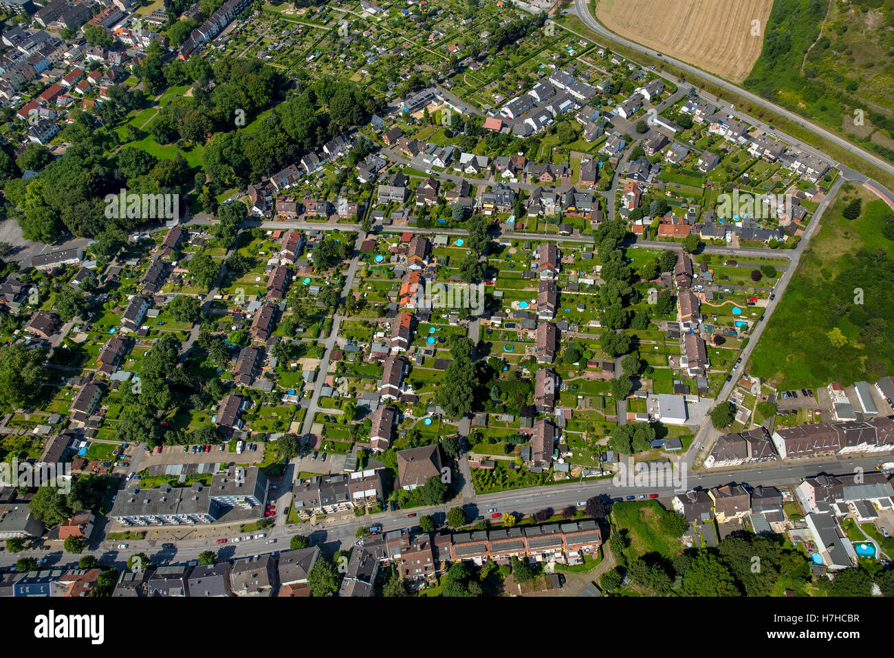 Aerial view, Bochum colony Hannover III IV Günnigfeld, miner settlement