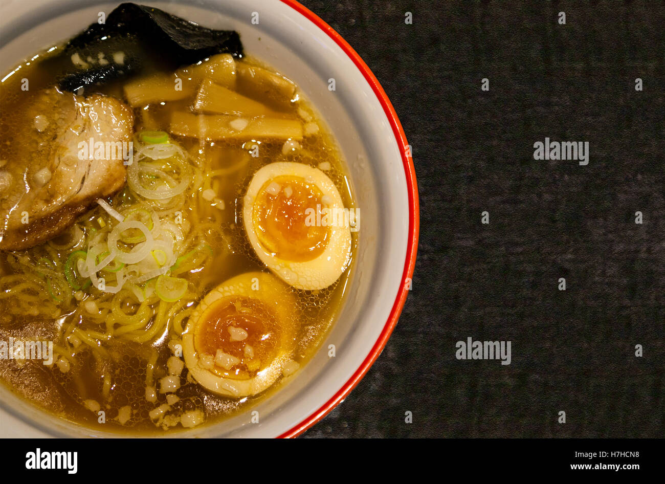 Japanese Shoyu soya sauce ramen adorned with marinated bamboo shoots