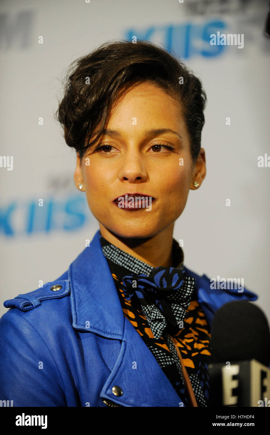 Singer Alicia Keys arrives at KIIS FM's 2012 Jingle Ball at Nokia Theatre L.A. Live on December 3, 2012 in Los Angeles, California. Stock Photo