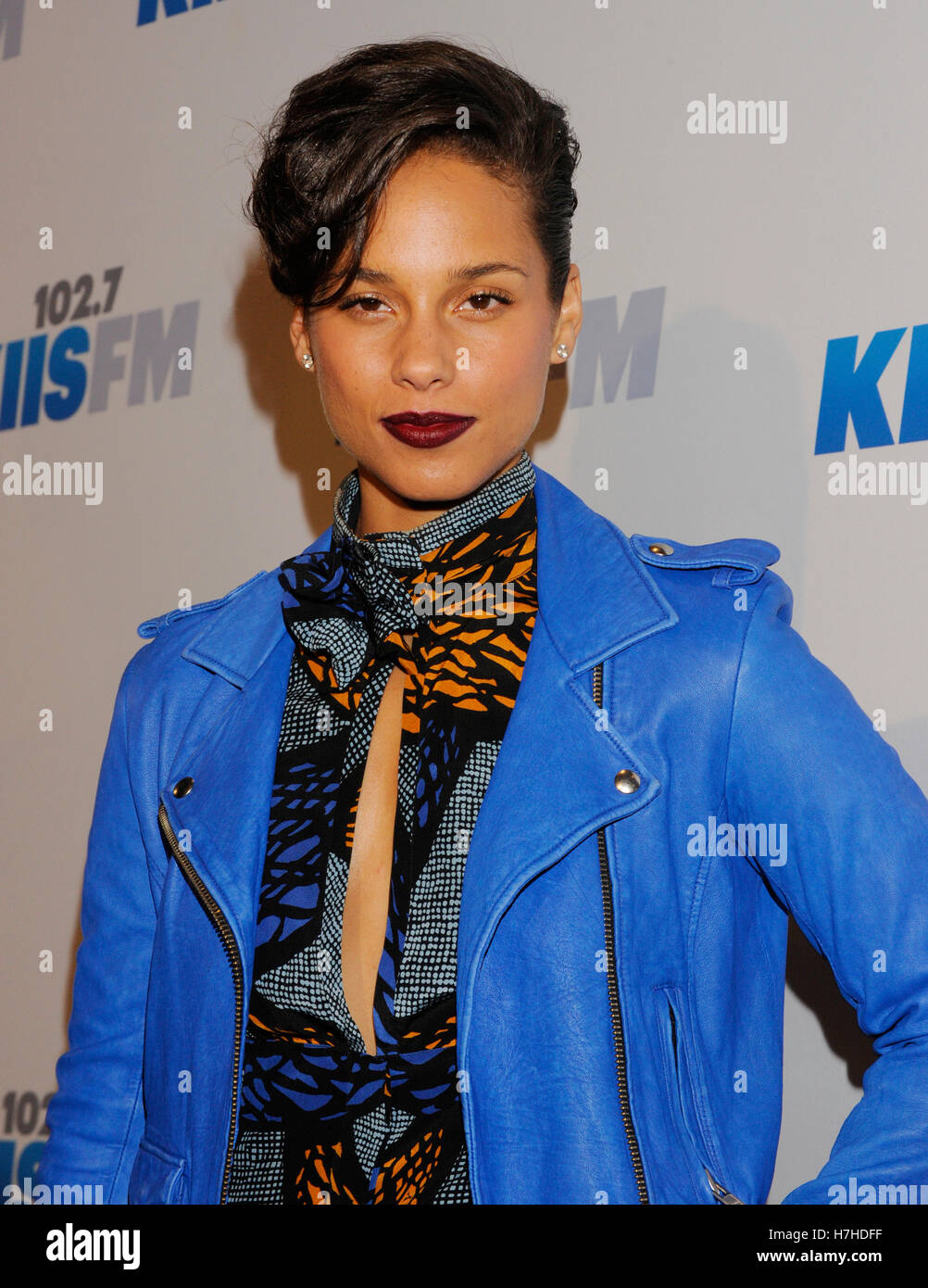 Singer Alicia Keys arrives at KIIS FM's 2012 Jingle Ball at Nokia Theatre L.A. Live on December 3, 2012 in Los Angeles, California. Stock Photo