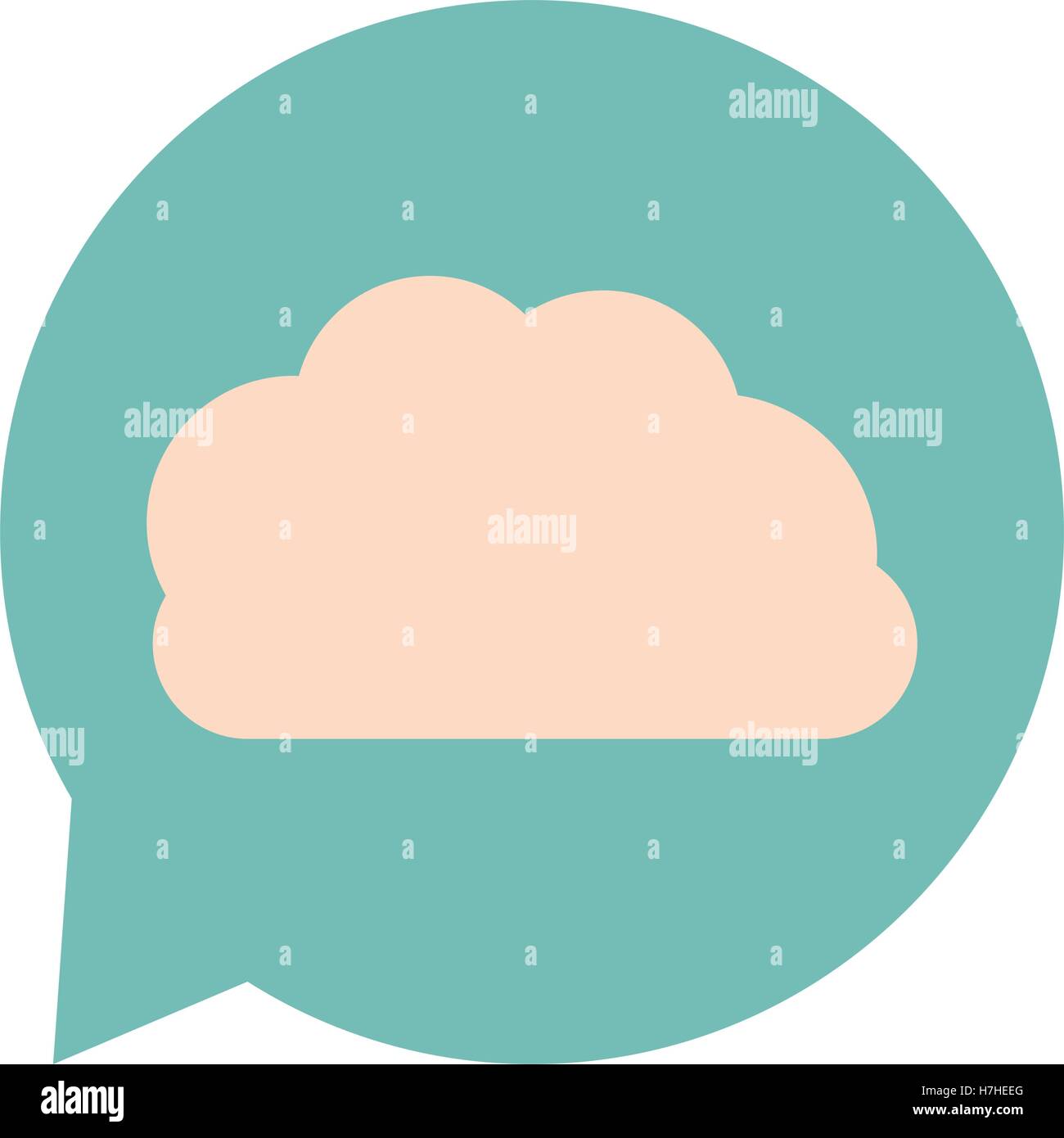 blue speech bubble with cloud icon inside over white background. vector ...