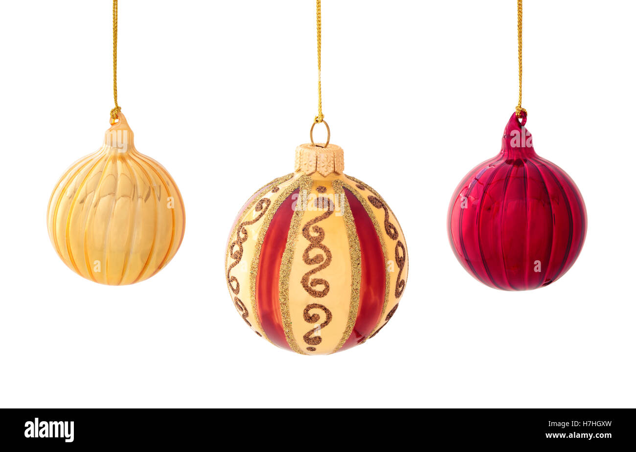 Set of red and gold balls and gold stars Stock Photo Alamy