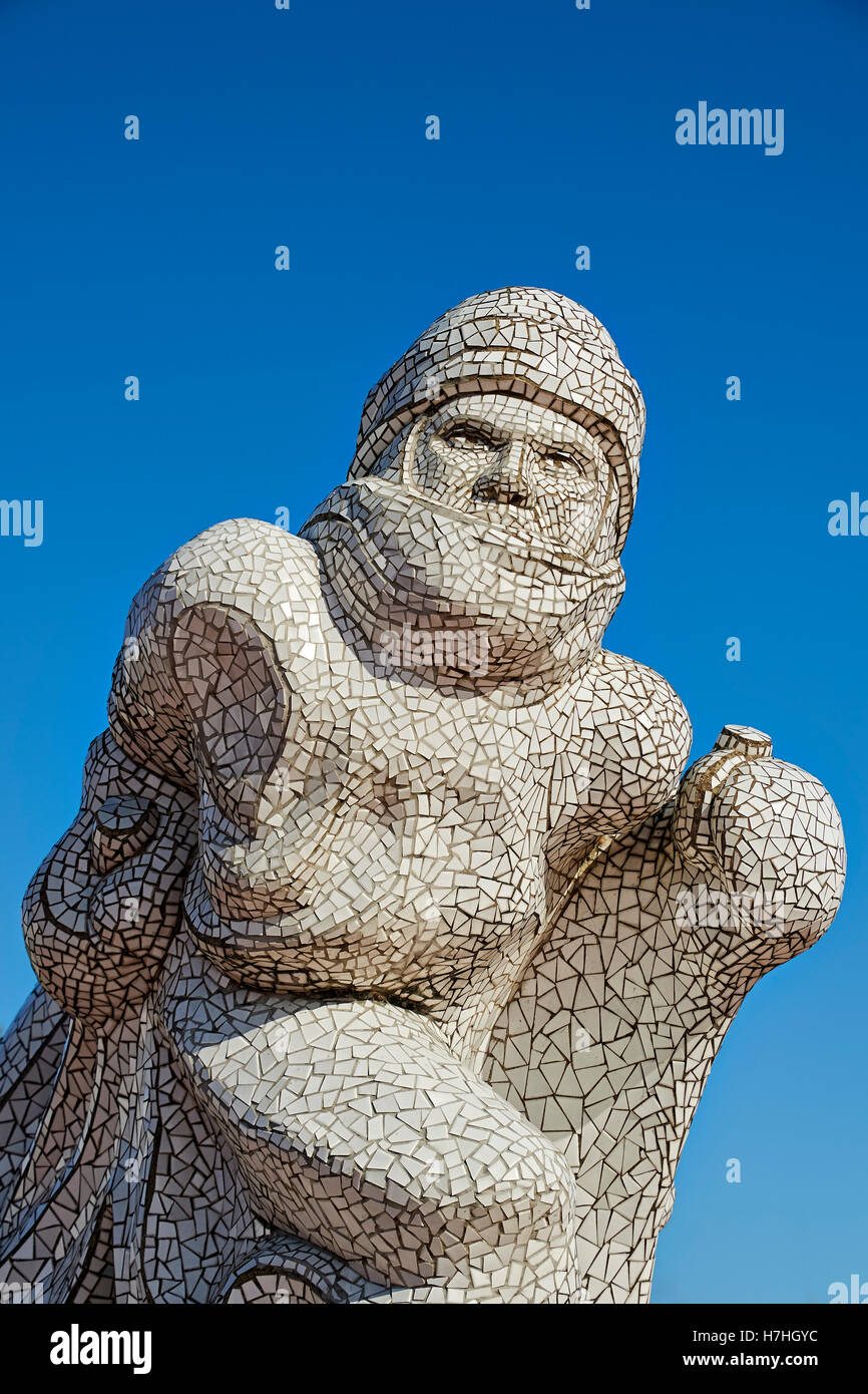 The Scott Antarctic Memorial in Cardiff Bay The monument is surfaced in an irregular mosaic of white and near-white tiles Stock Photo