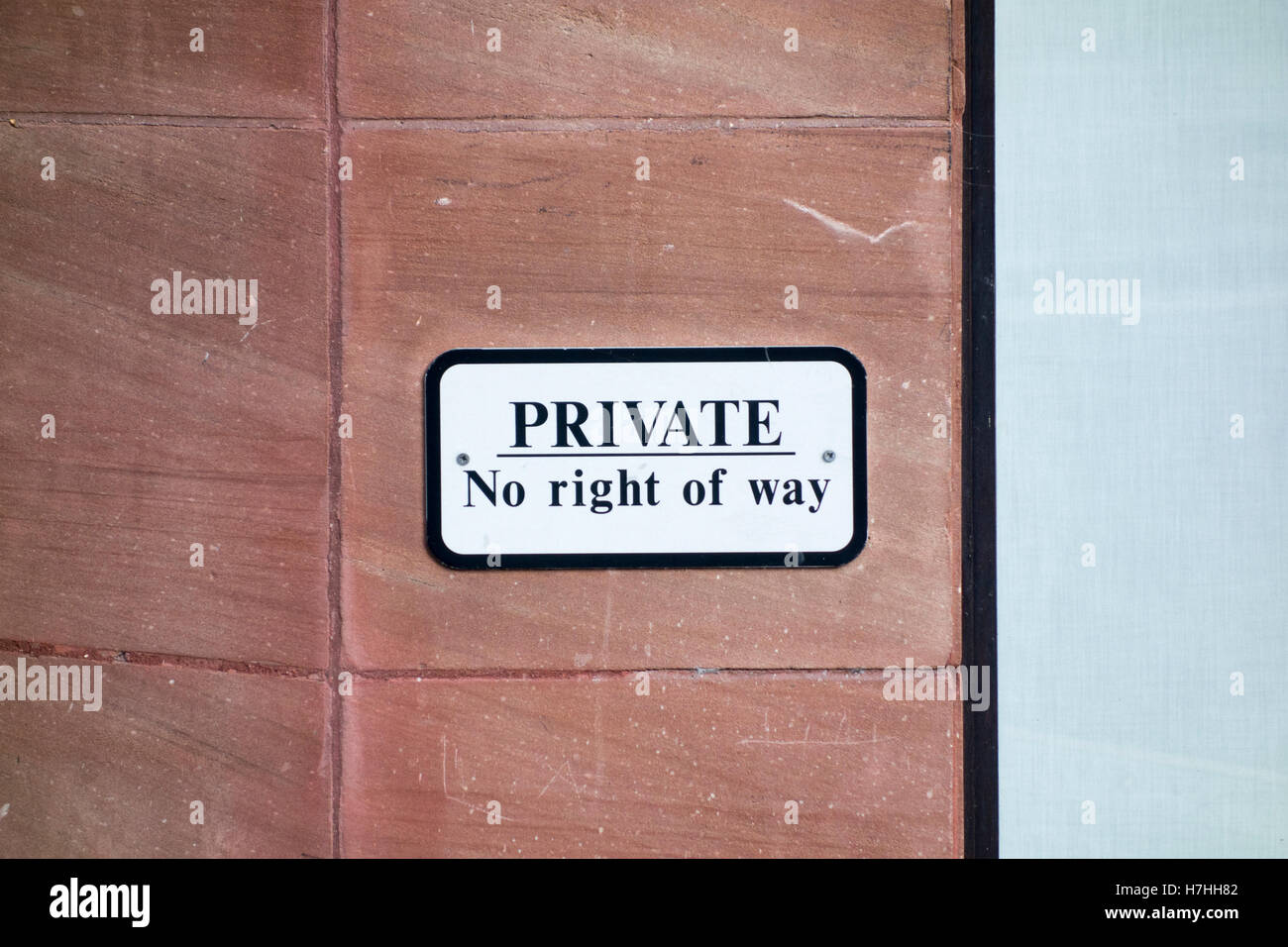 PRIVATE No right of way sign on a wall in London, UK Stock Photo