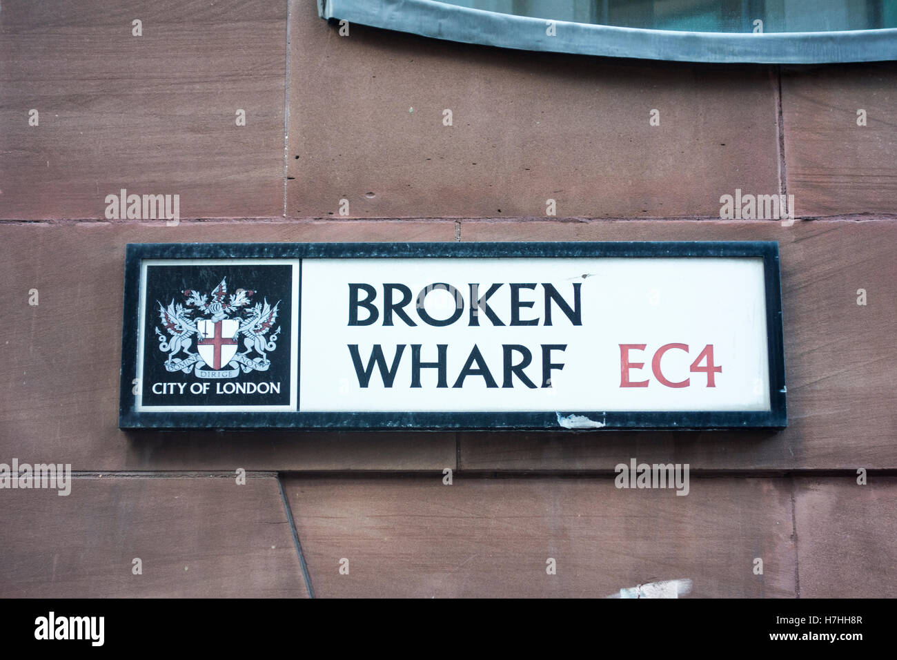Broken Wharf road name sign, City of London, UK Stock Photo
