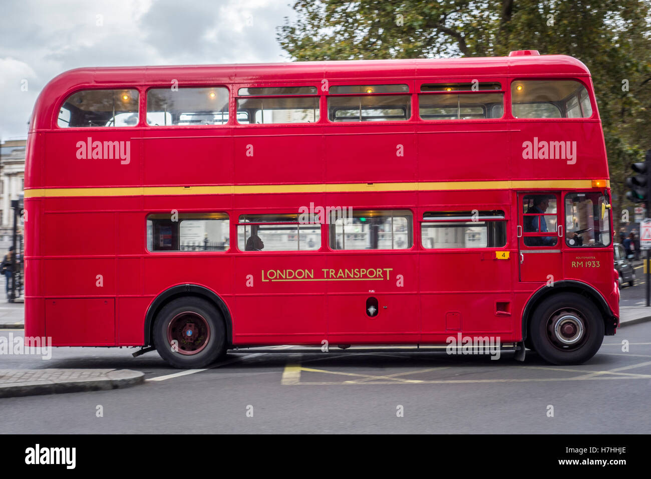 Heritage route traditional Routemaster bus in London Stock Photo