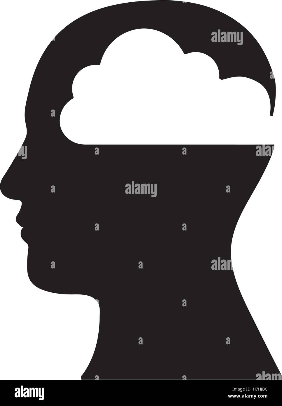 human head silhouette with cloud icon image icon image vector ...
