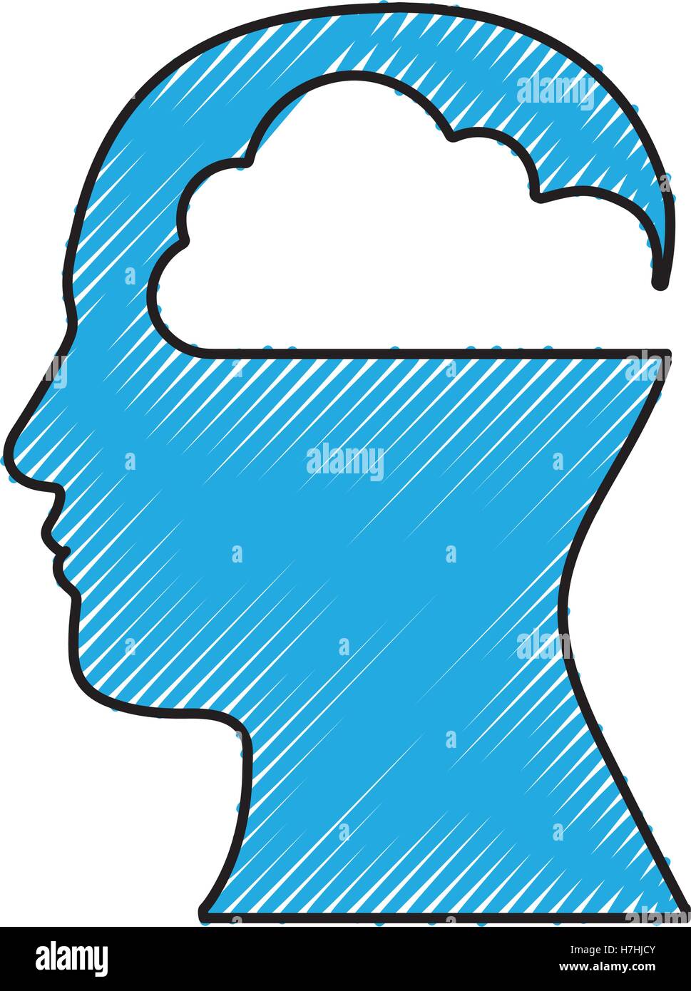 human head silhouette with cloud icon image icon image vector ...
