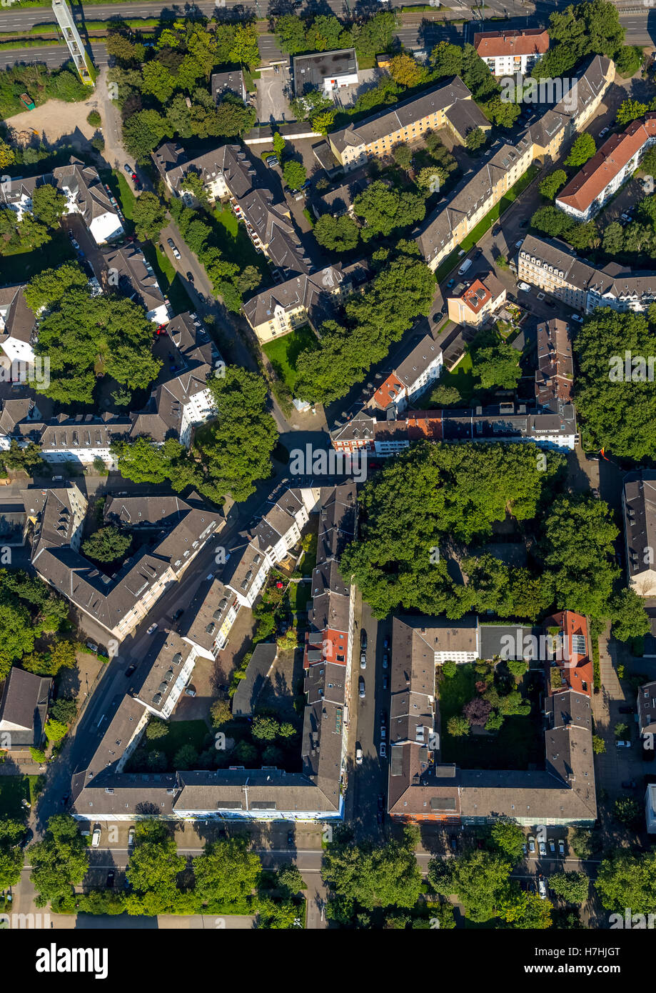 Aerial view, Essen Nordviertel Elting, historic housing estate, housing