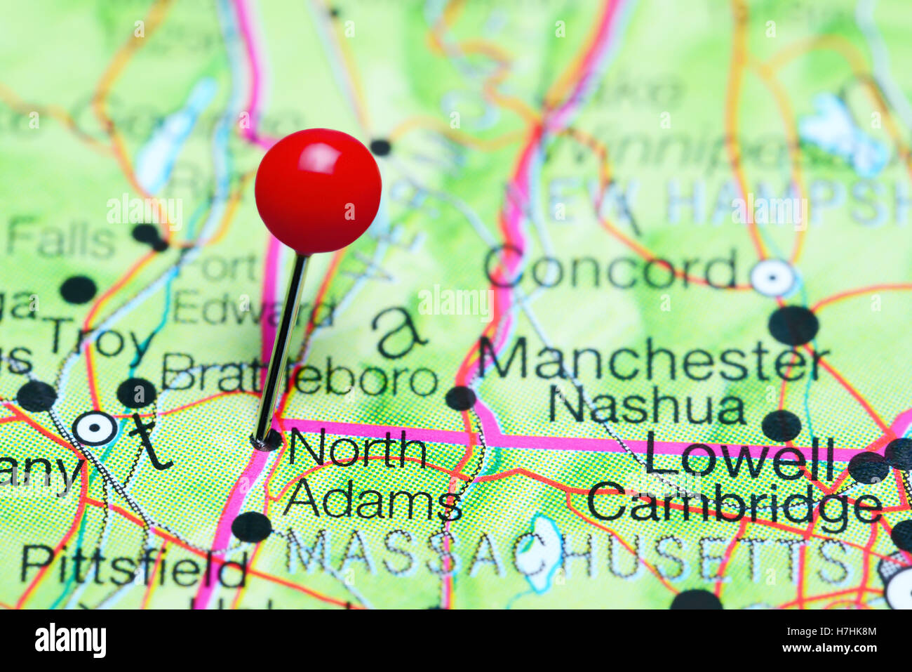 North Adams pinned on a map of Massachusetts, USA Stock Photo Alamy