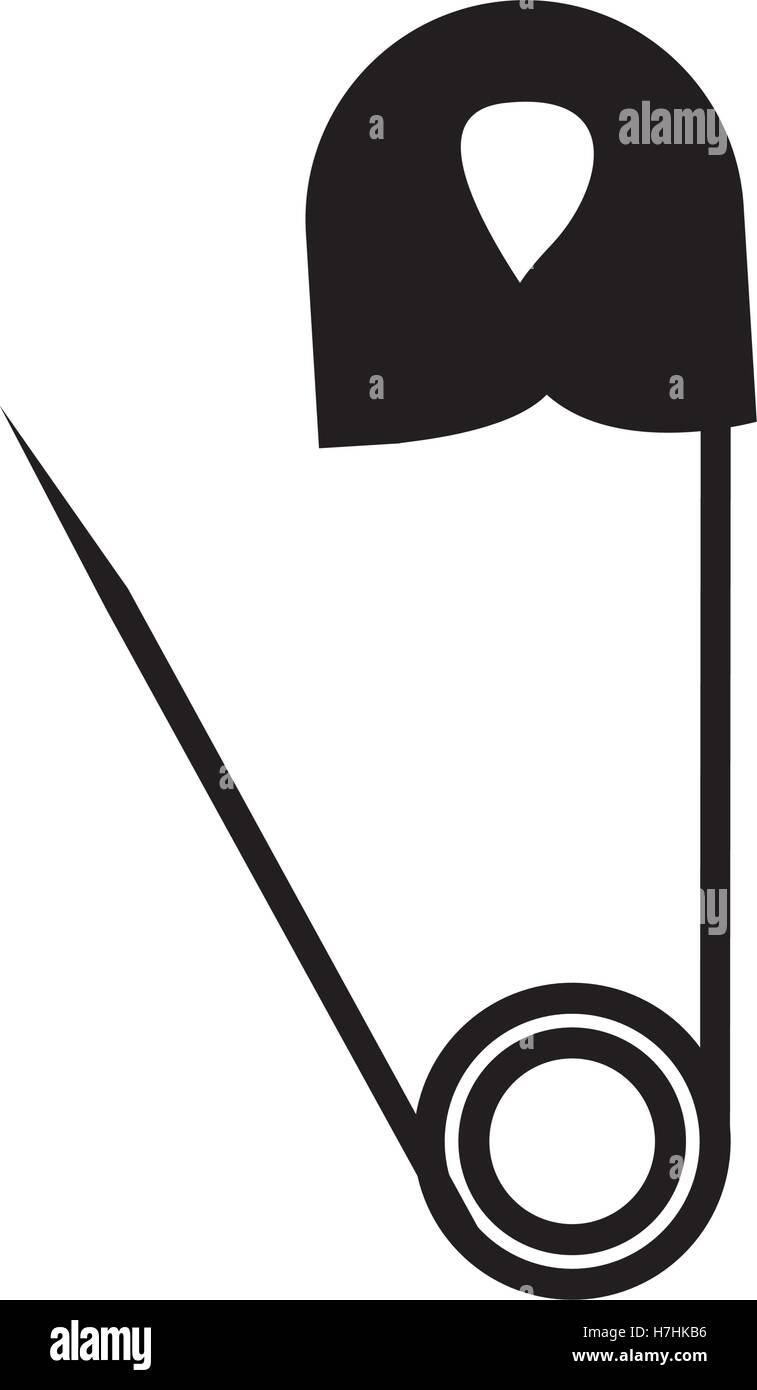 silhouette of safety pin icon over white background. tailor shop design ...