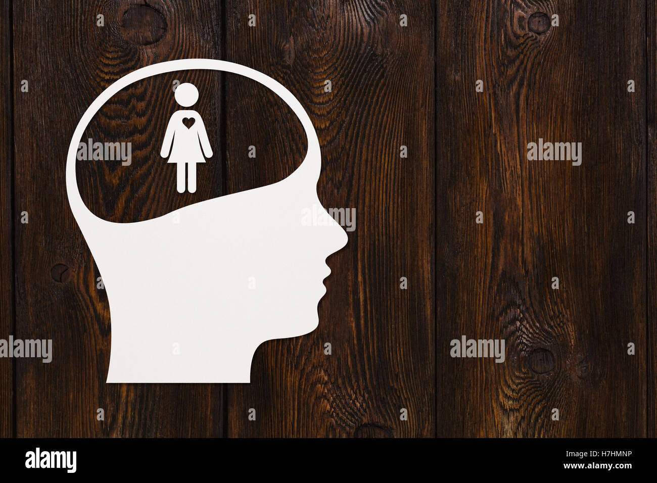 Paper head with woman inside. Love or relations abstract concept Stock Photo
