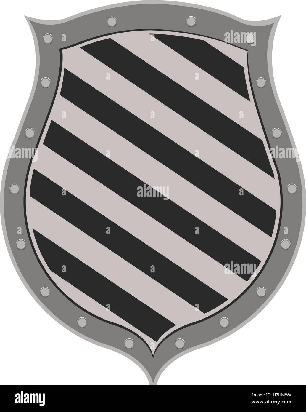 gray and black striped security shield icon over white background ...