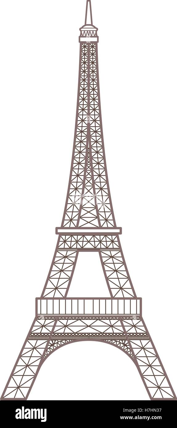 eiffel tower icon over white background. paris city design. vector ...