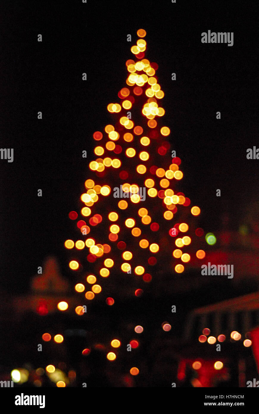 Christmas tree lights in a christmas market in Germany Stock Photo Alamy