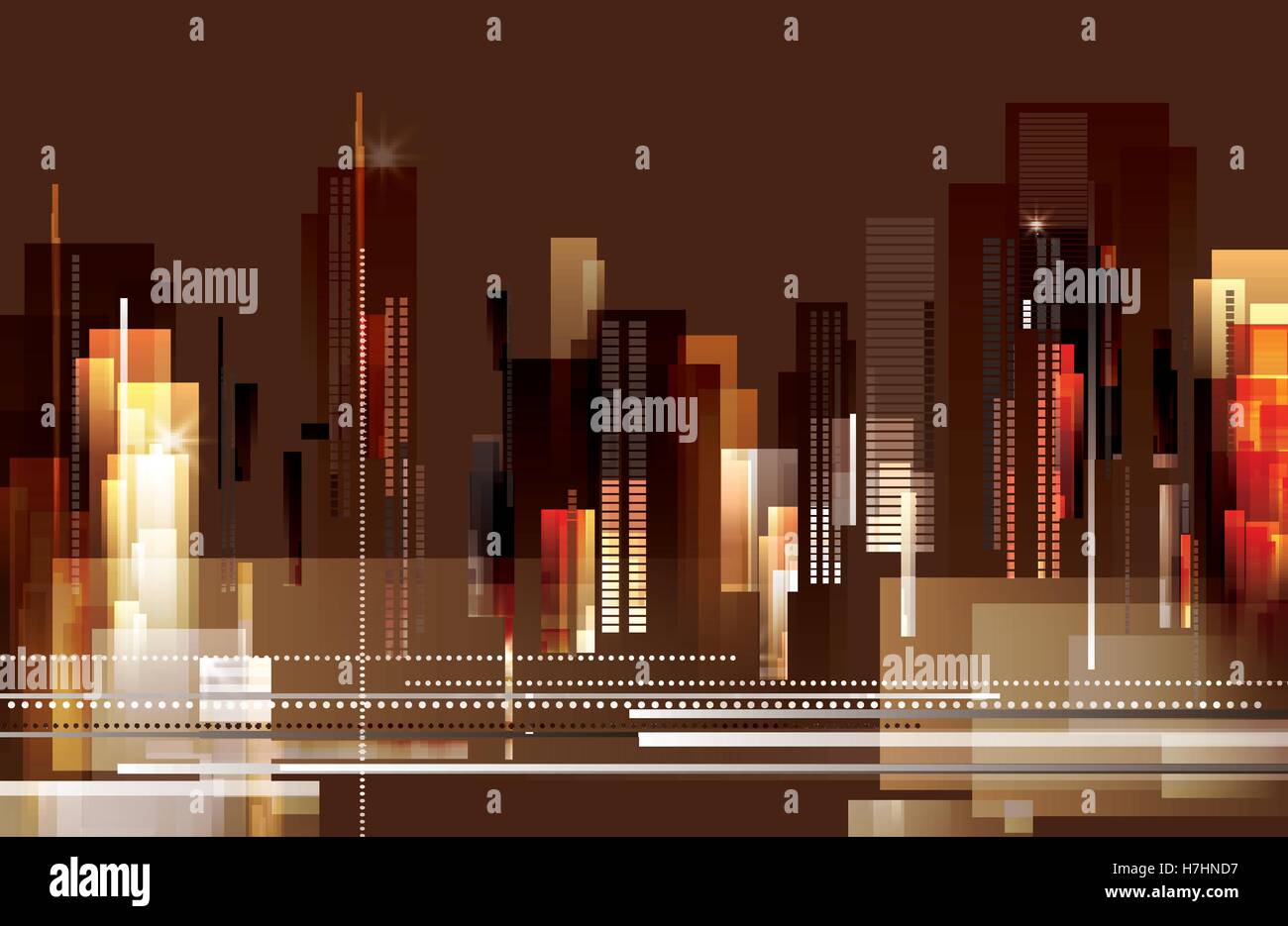 Abstract modern city skyline at night, vector Stock Vector Image & Art ...