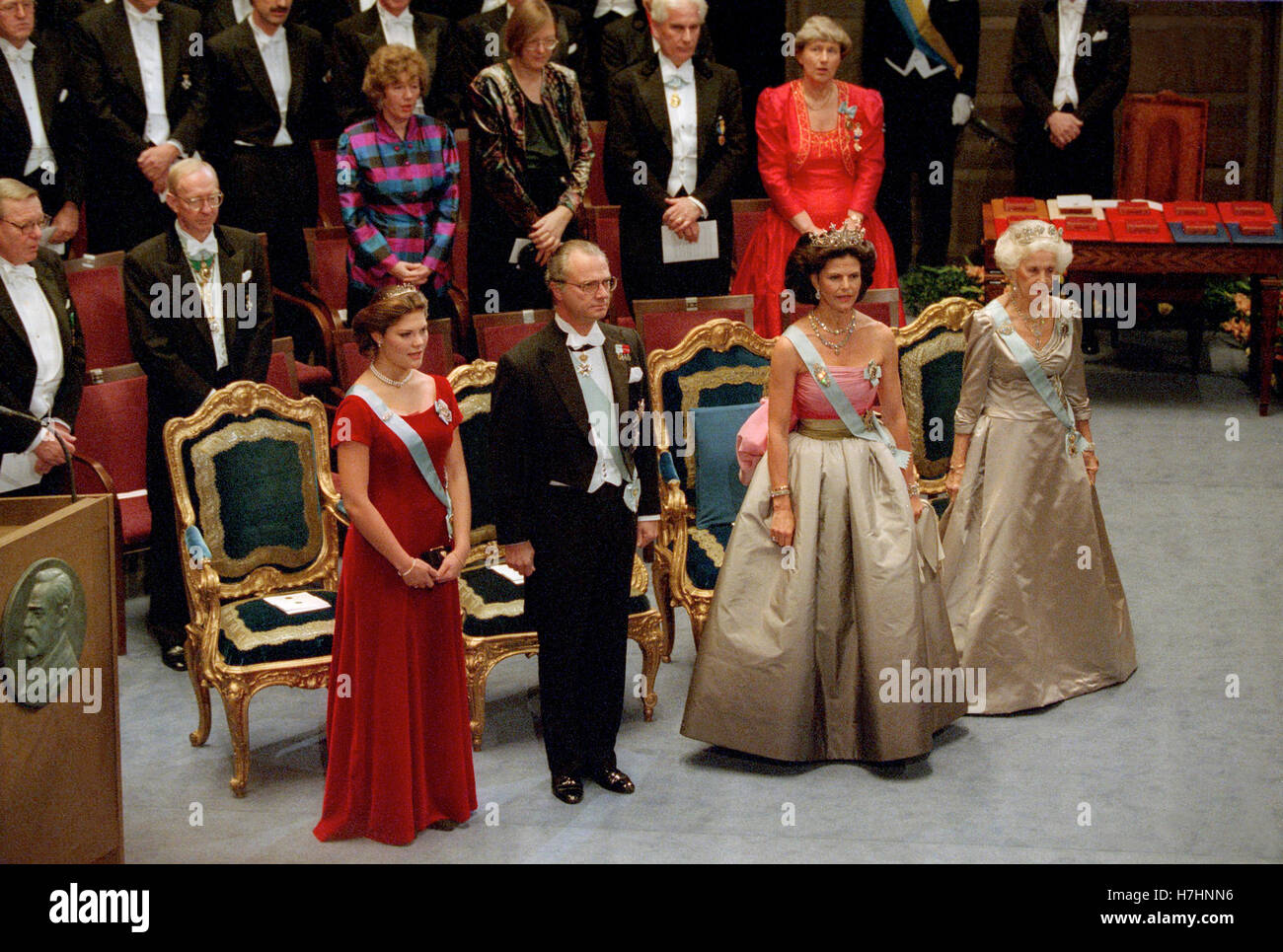 CROWN PRINCESS VICTORIA At the Nobel prize giving ceremony in Stockholm Consert hall 1995 Stock Photo