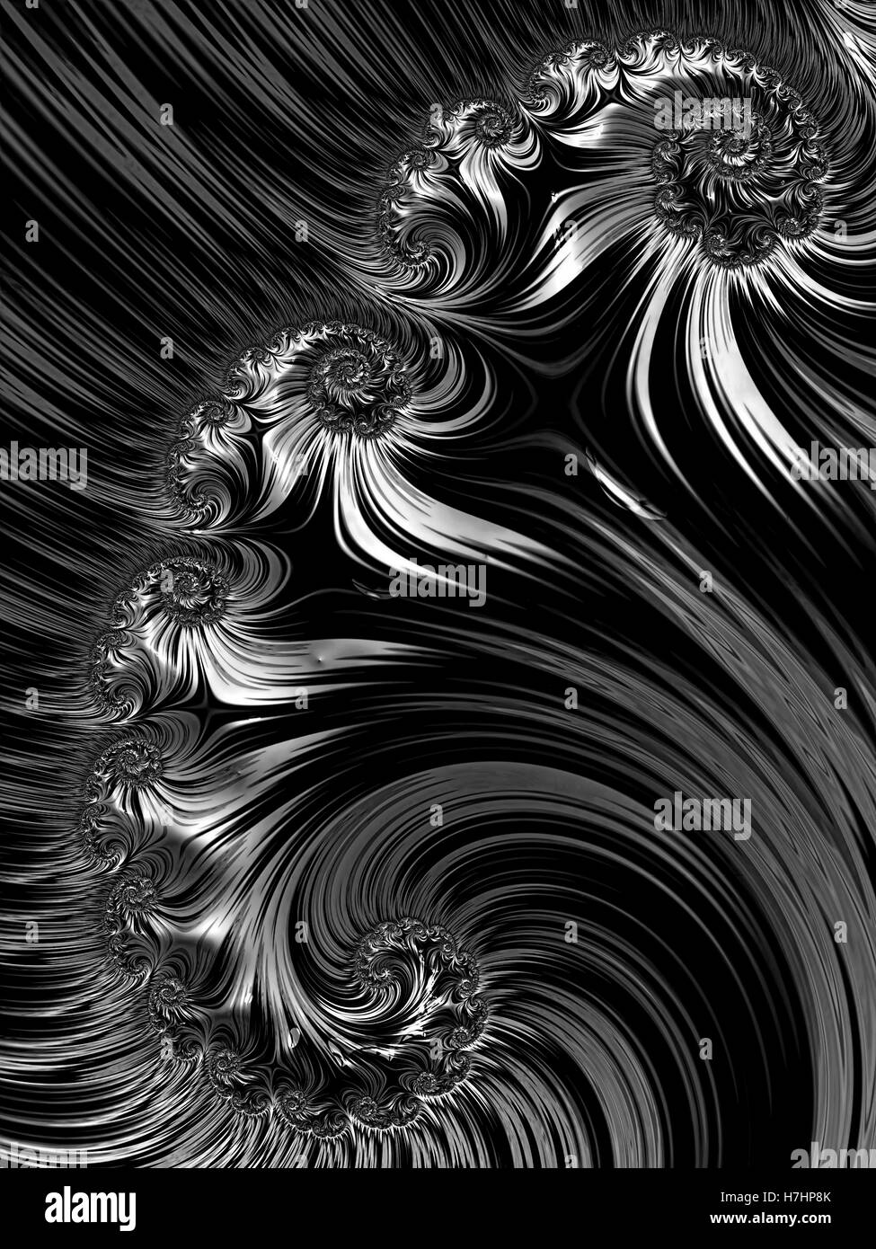 Black background with spiral design Black and White Stock Photos ...