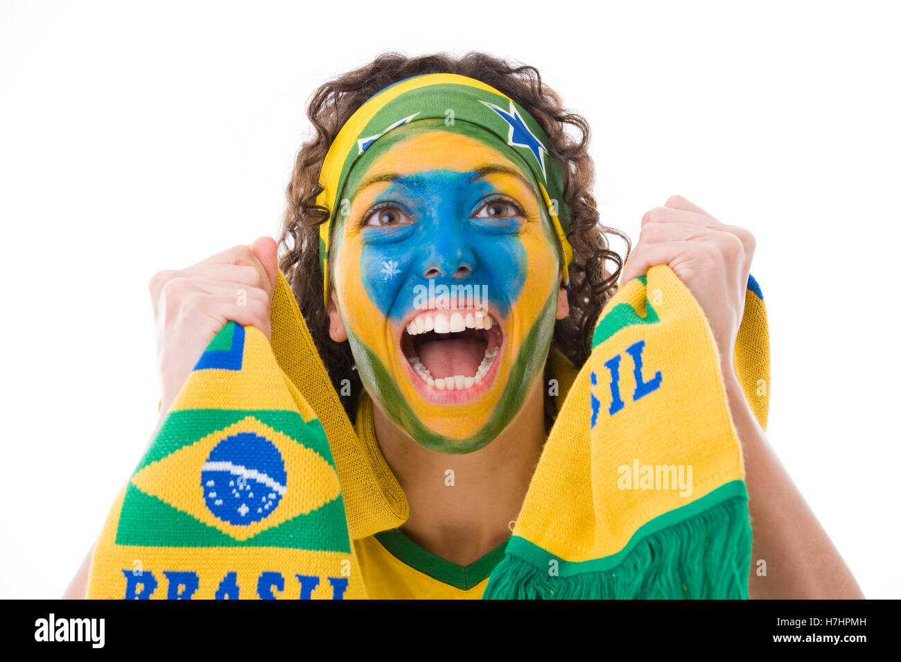 Brazilian female soccer fan Stock Photo Alamy