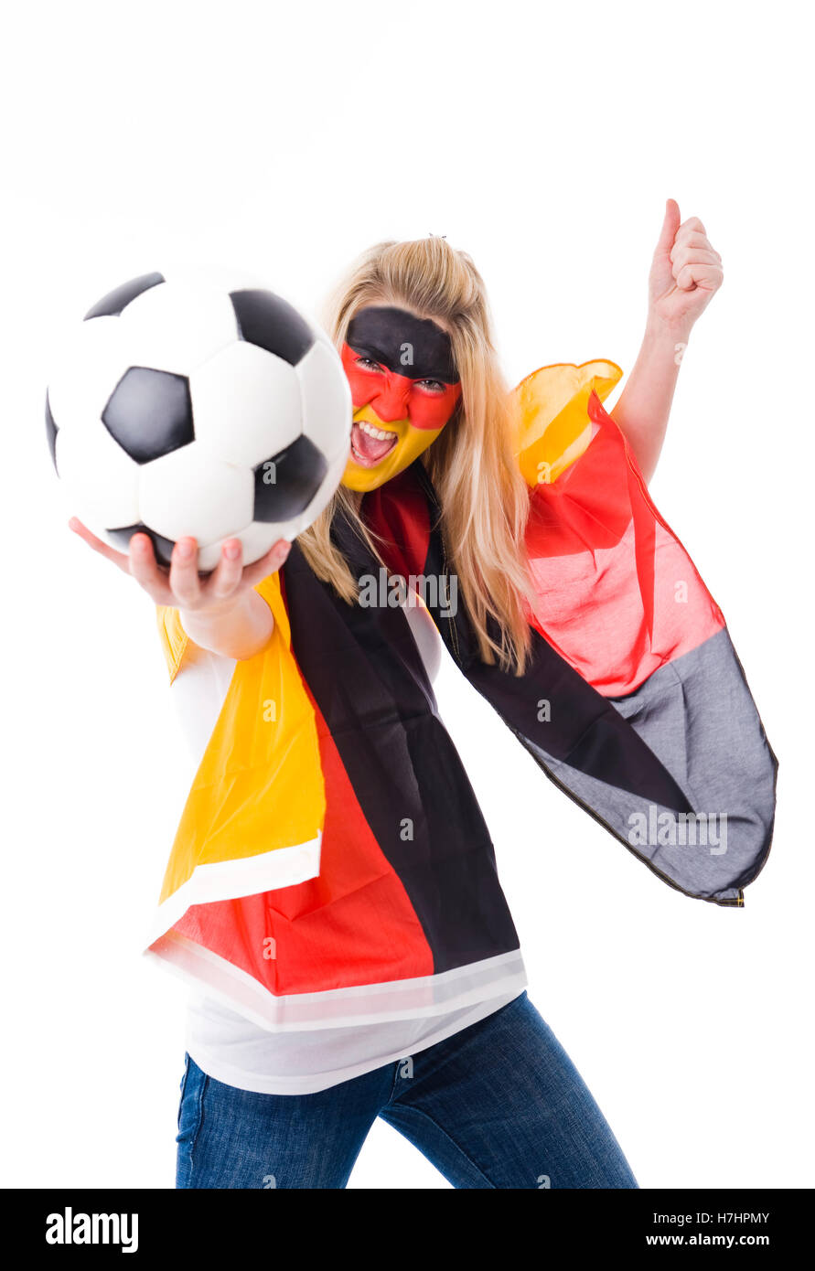 German female soccer fan Stock Photo