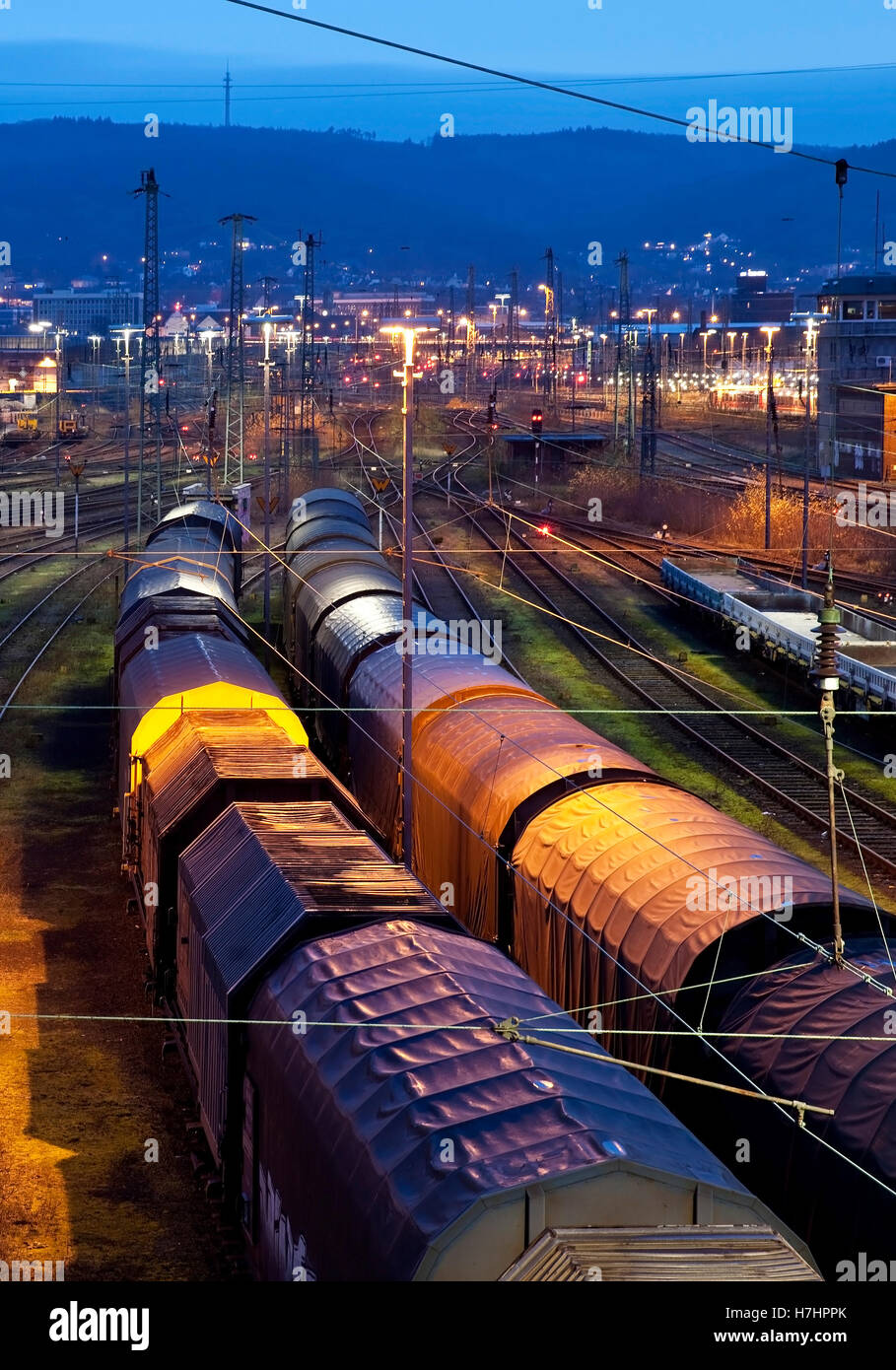 Freight train depot, Hagen, Ruhr District, North RhineWestphalia Stock