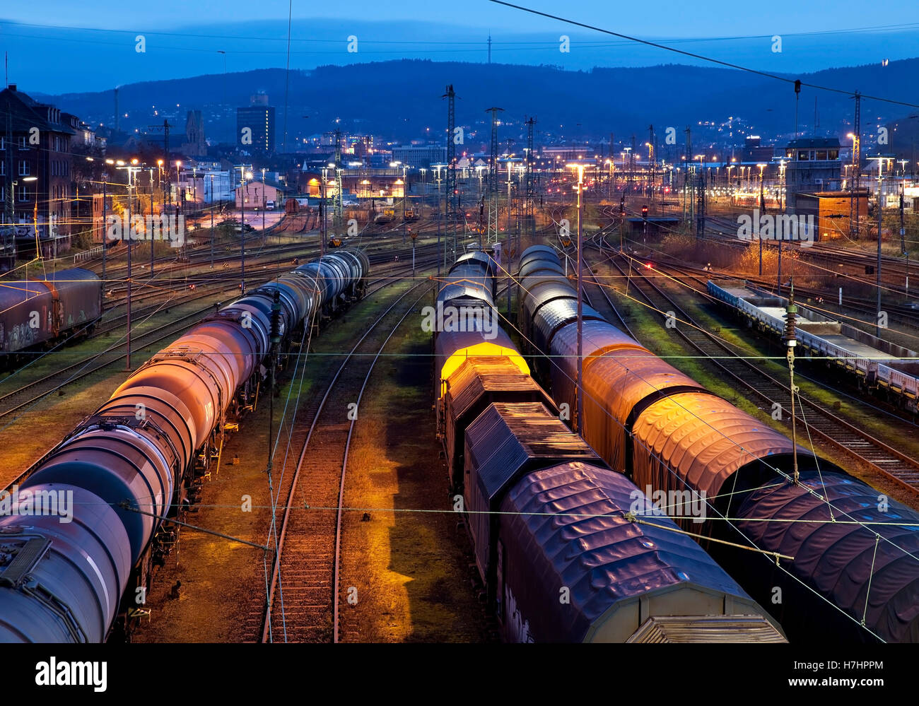Freight train depot, Hagen, Ruhr District, North RhineWestphalia Stock