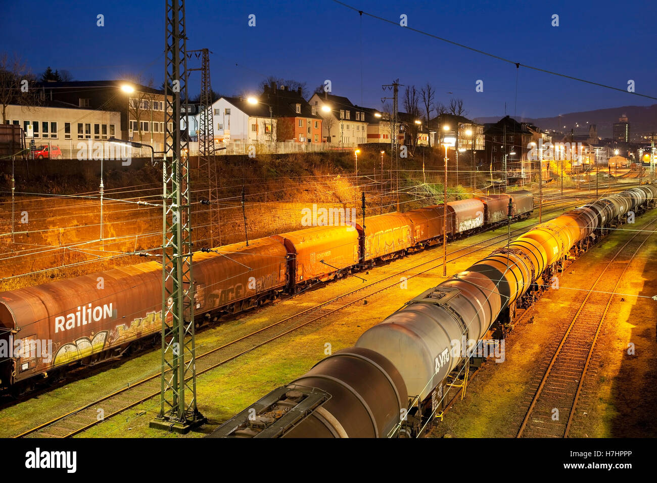 Freight train depot, Hagen, Ruhr District, North RhineWestphalia Stock