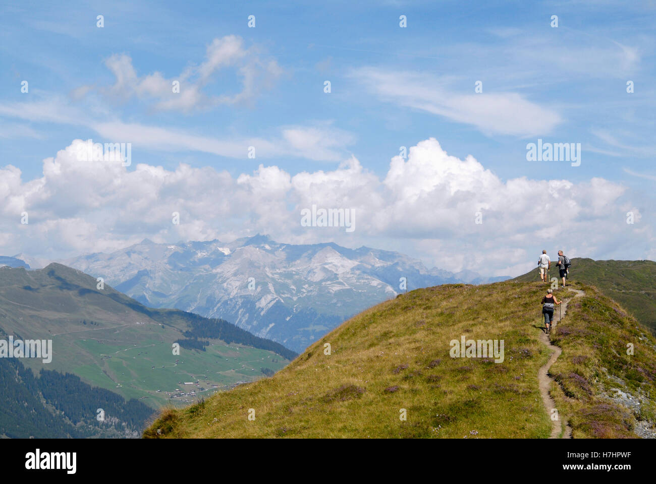 Hikers on Glaser Grat ridge in the canton of Grisons, Switzerland, Europe  Stock Photo - Alamy