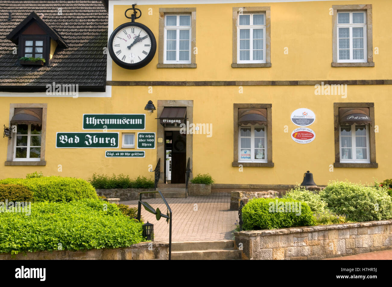 Uhrenmuseum clock museum and coffeehouse, Bad Iburg, Osnabruecker Land region, Lower Saxony Stock Photo