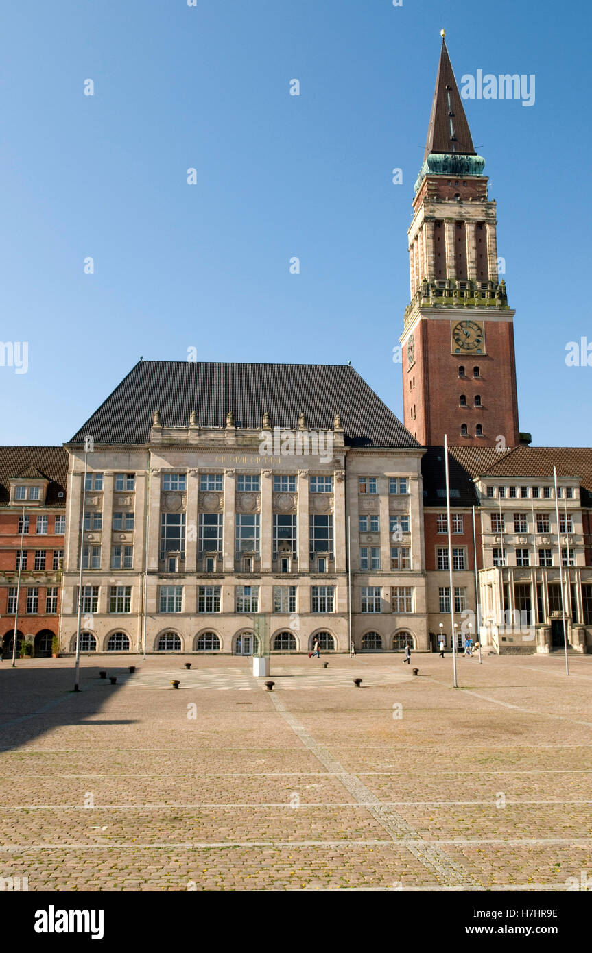 Town hall square with town hall, state capital of Kiel, Schleswig-Holstein Stock Photo