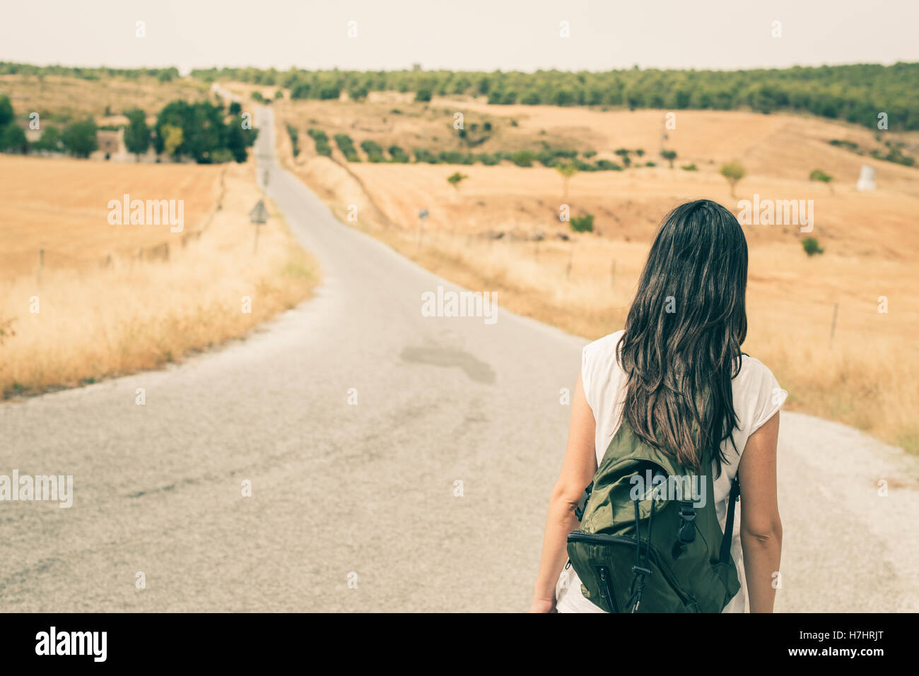 Woman back view walking street hi-res stock photography and images - Alamy