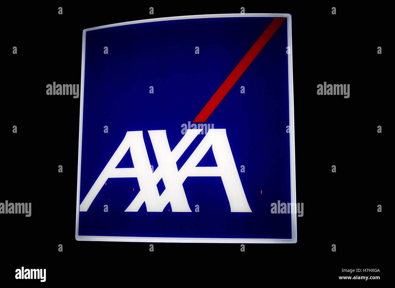 das Logo der Marke 'Axa', Berlin. Stock Photo