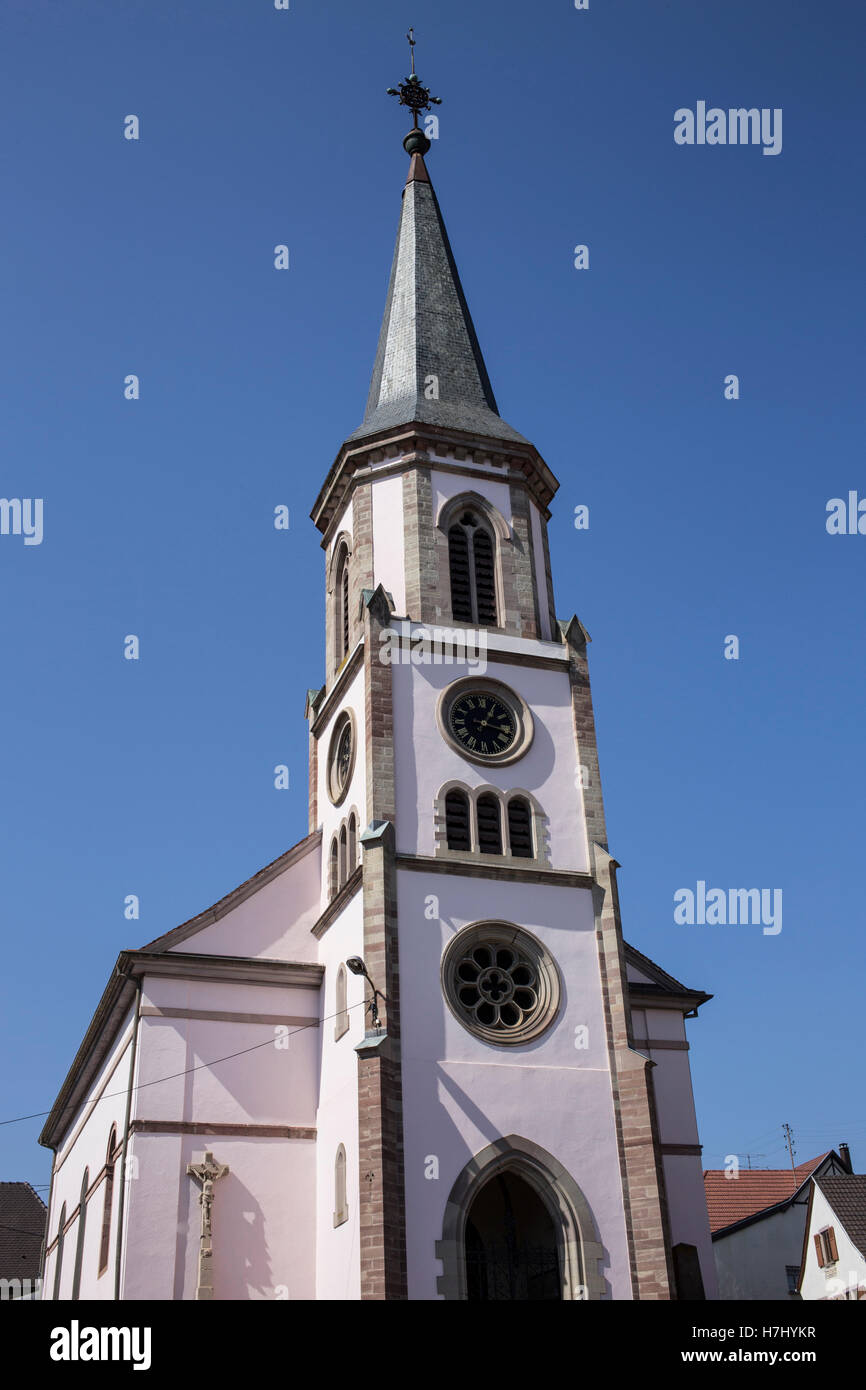 The church in Rorschwihr in the Alsace wine region of France Stock Photo