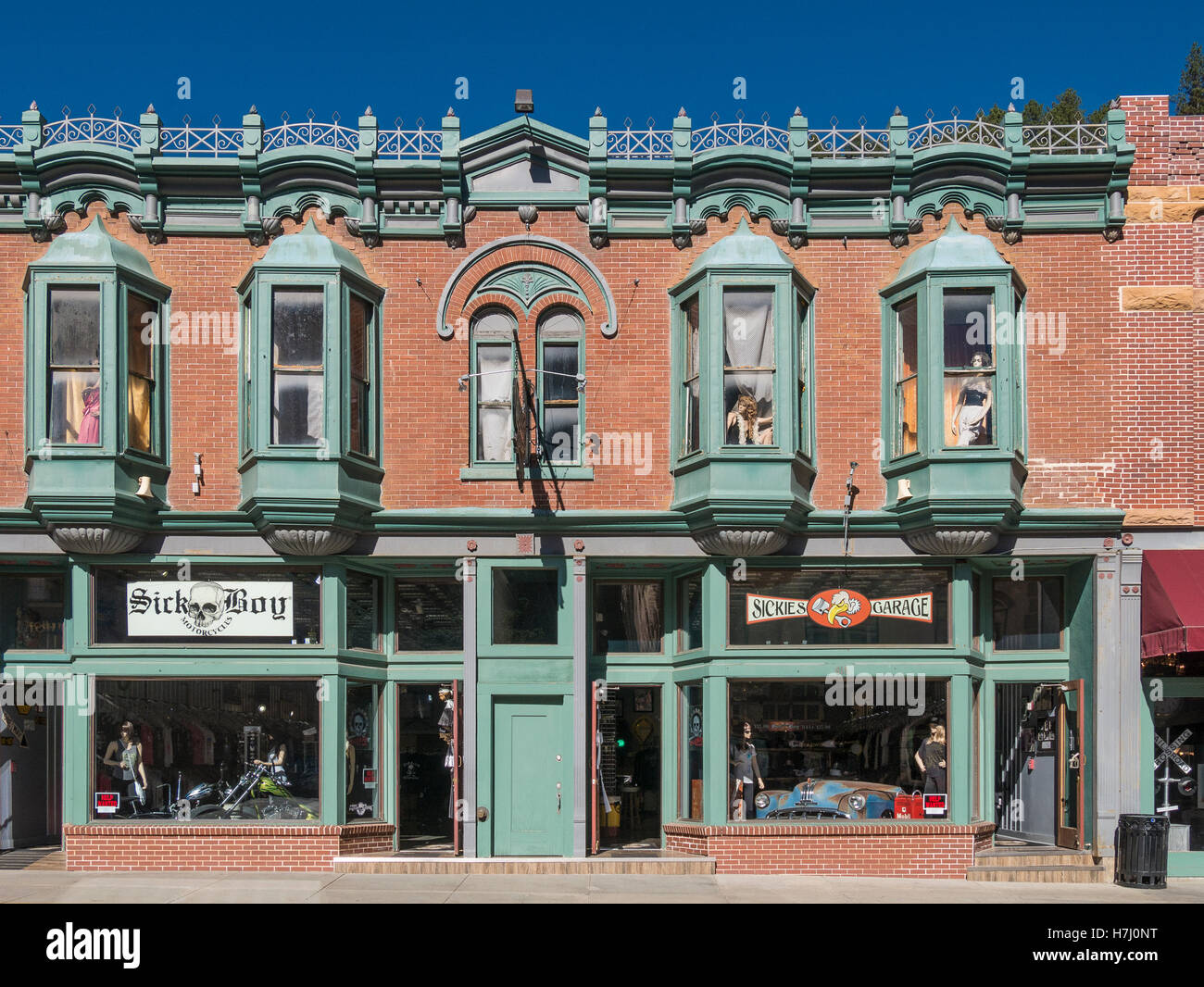 Shops below the historic Green Door Club brothel, Lower Main Street